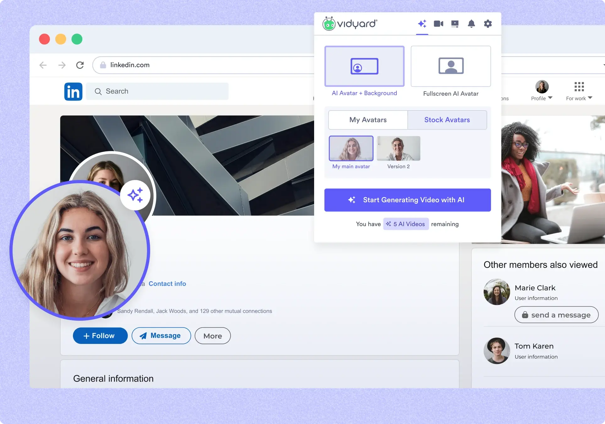 Woman creating AI video with her Linkedin