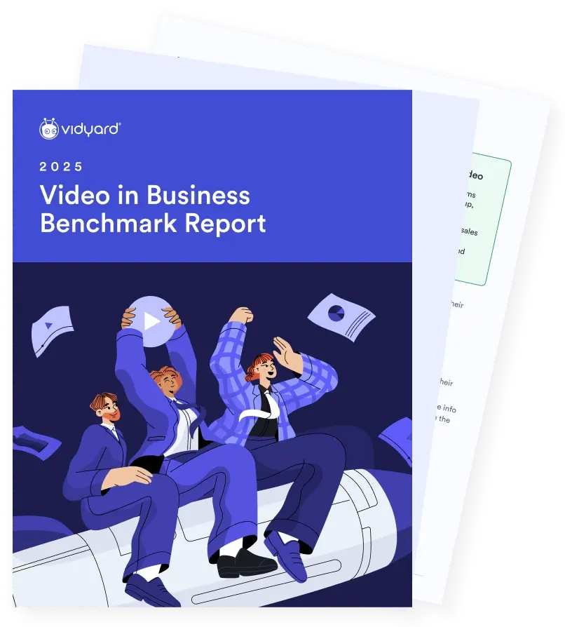 Cover of Video in Business Benchmark Report with people on a rocket ship using video
